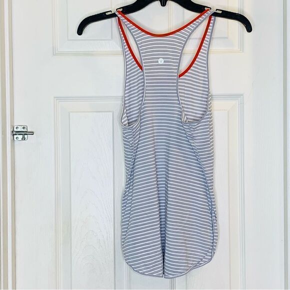 Lululemon What The Sport Singlet Silver Stripe Silver Fox White / Alarming Sz 4 - Picture 8 of 8